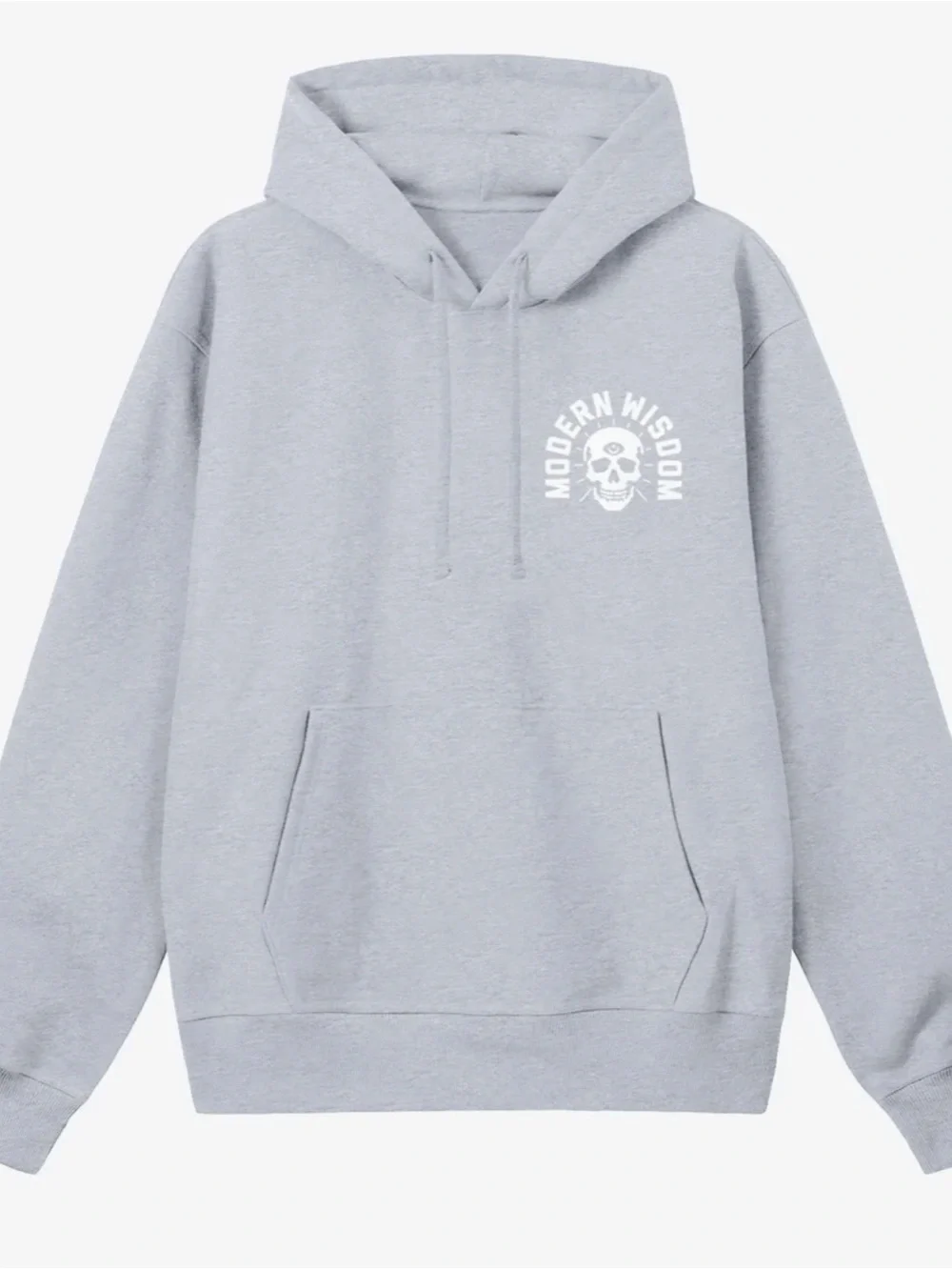 Modern Wisdom MW SKULL GREY HOODIE Size L ~ New No Tags